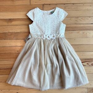 Dollie & Me Elegant Cream and Gold Dress